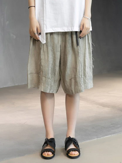 Original Solor Color Linen Wide Leg Shorts