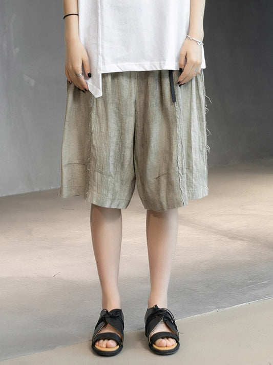Original Solor Color Linen Wide Leg Shorts