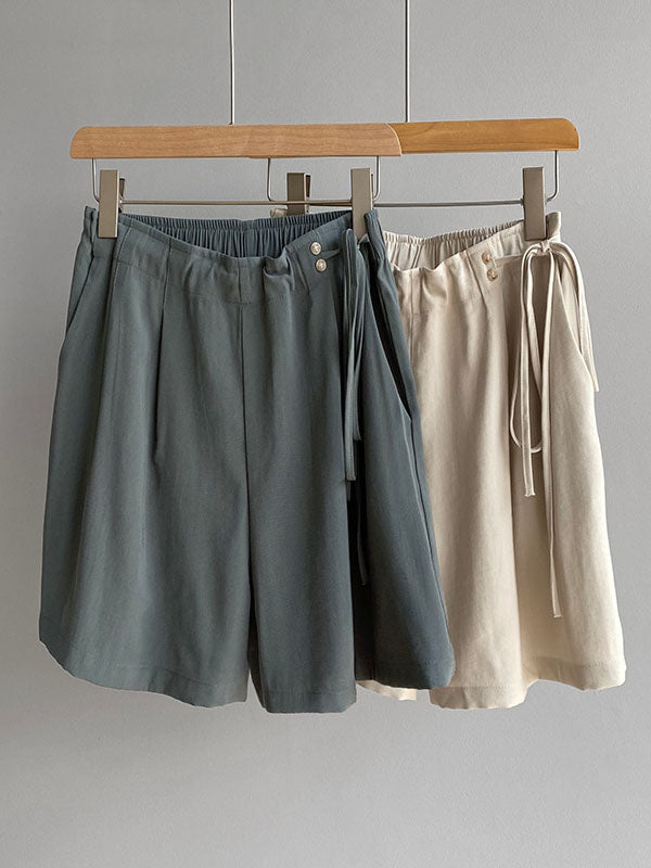 Cuprammonuium Bandage High-Waisted Wide-Leg Shorts