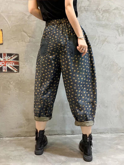 Vintage Loose Floral Printed Harem Jean Pants Bottoms
