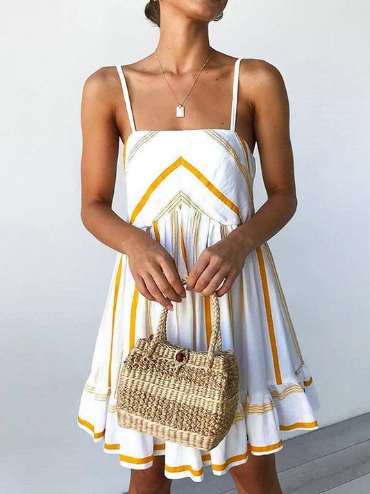 Falbala Stripes Sexy Summer Fresh Mini Dresses