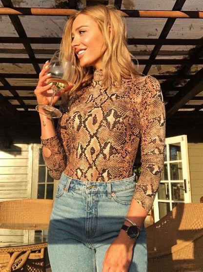 Snake Pattern Wrap Jumpsuits