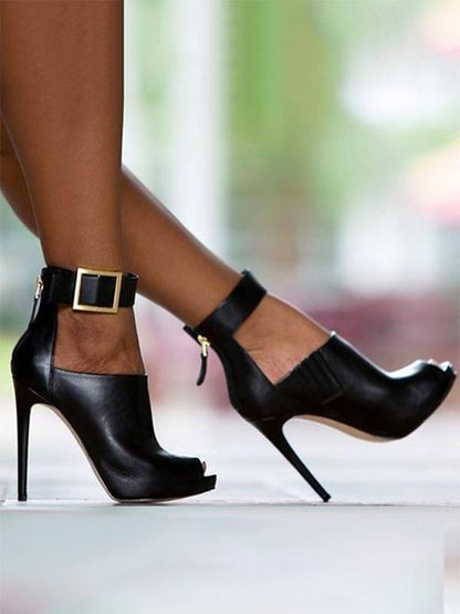 Fashion Solid Color Peep-toe High Heels