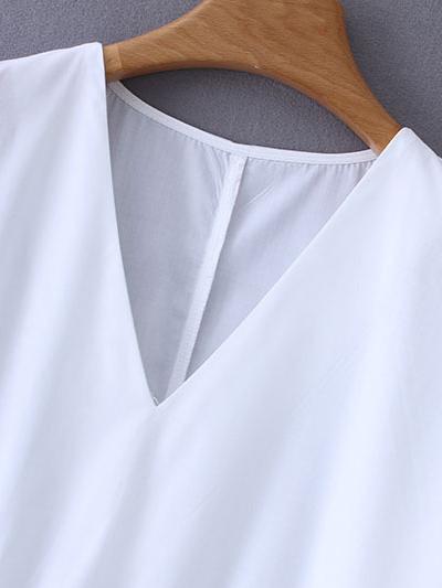 Split-joint V-neck Puff Sleeve Mini Dress