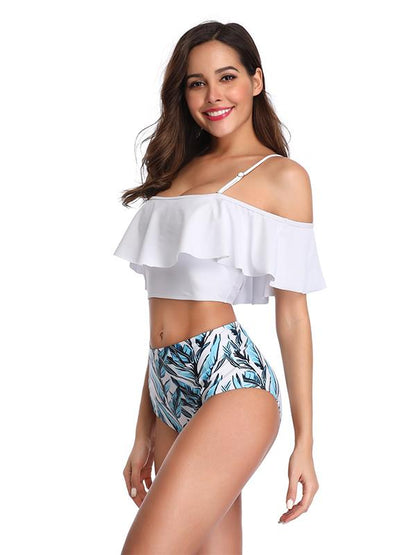 Sexy Falbala Printed Bikinis Swimwear