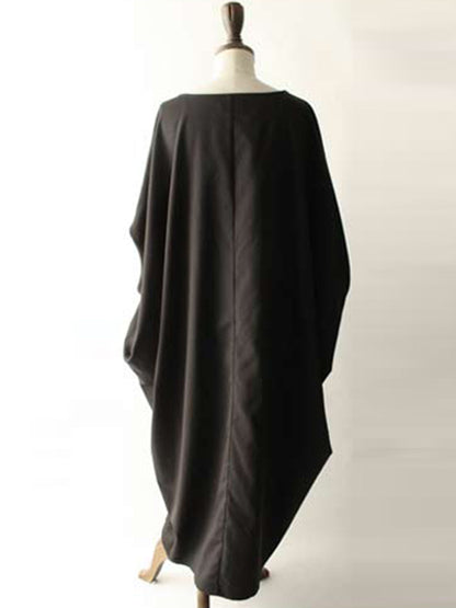 Original Loose Polka-Dot Round-Neck Batwing Sleeves Maxi Dress