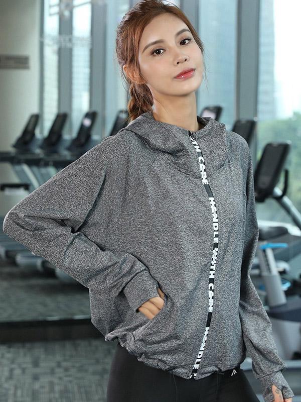Printed Zipper Long Sleeves Sports Sweat Shirts