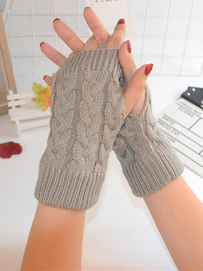 Threaded Half Finger Knit Gloves