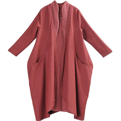 Buykud Solid Color Irregular Stitching Casual Loose Coat