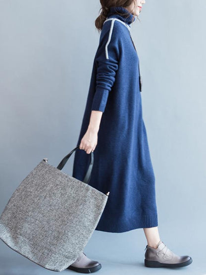 Casual Long Dress in Dark Blue or Light Blue Color