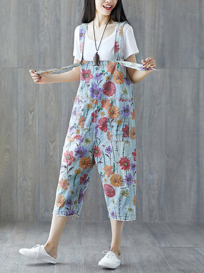 Oversize Printed Braces Jean Pants