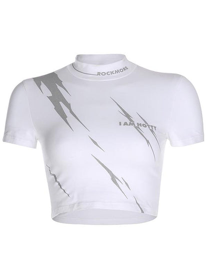 Mock Neck Printed Tees