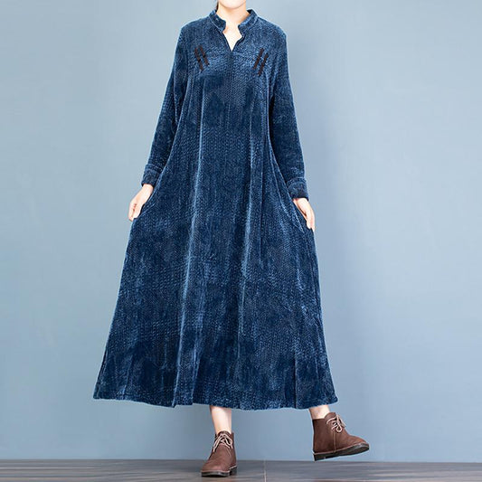 Buykud Elegant Comfortable Solid Color Warm Dress