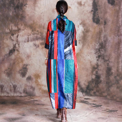 Personalized Multicolored Printed Turtleneck Warm Dress