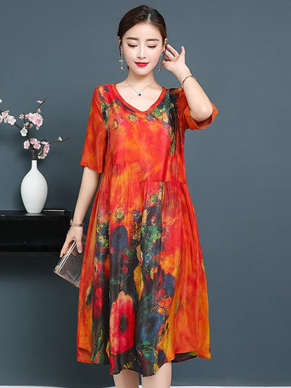 Casual Colorful Silk Long Dress