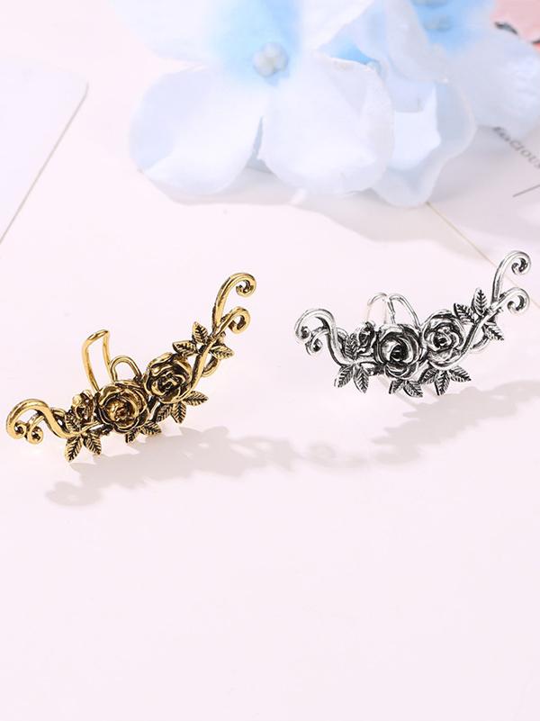 Vintage Metal Rose Geometric Ear Bone Clip