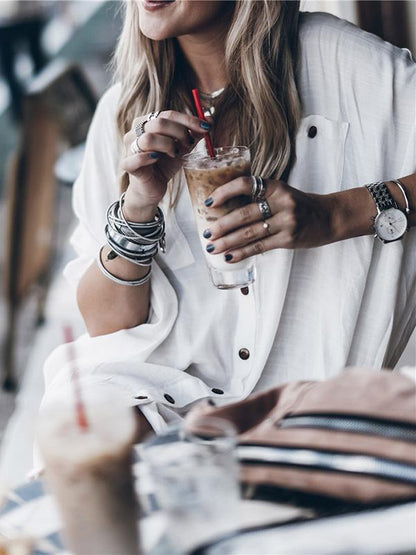 Casual White Split-Side Cover-ups