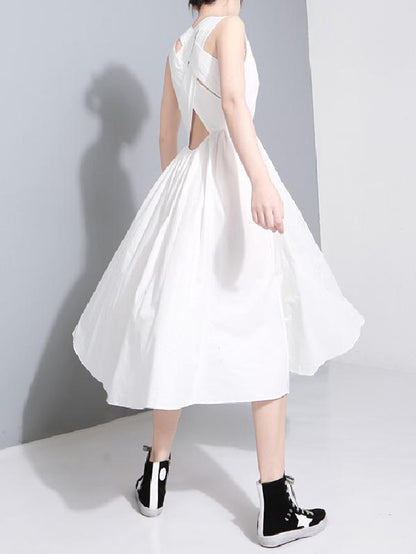 Sexy Halter Solid Sleeveless Long Dress