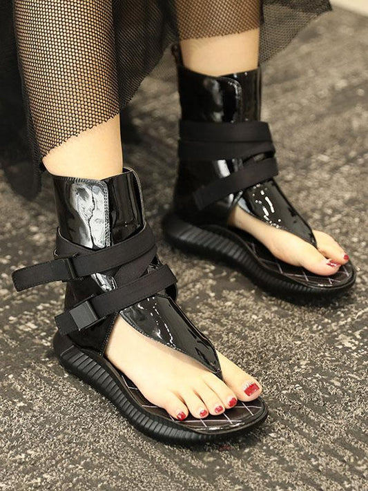 Black High Top Flip Gladiator Sandals