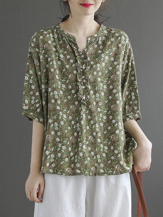 Artistic Retro Floral T-Shirts Tops