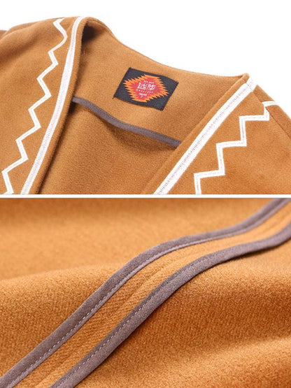 Original Flared Embroidered Woolen Outwear