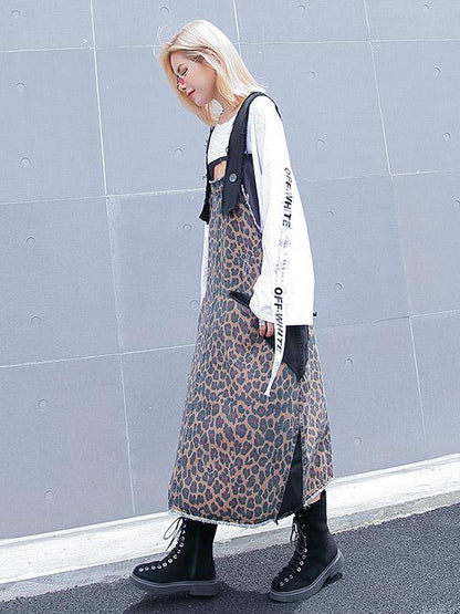 Loose Leopard Braces Dress