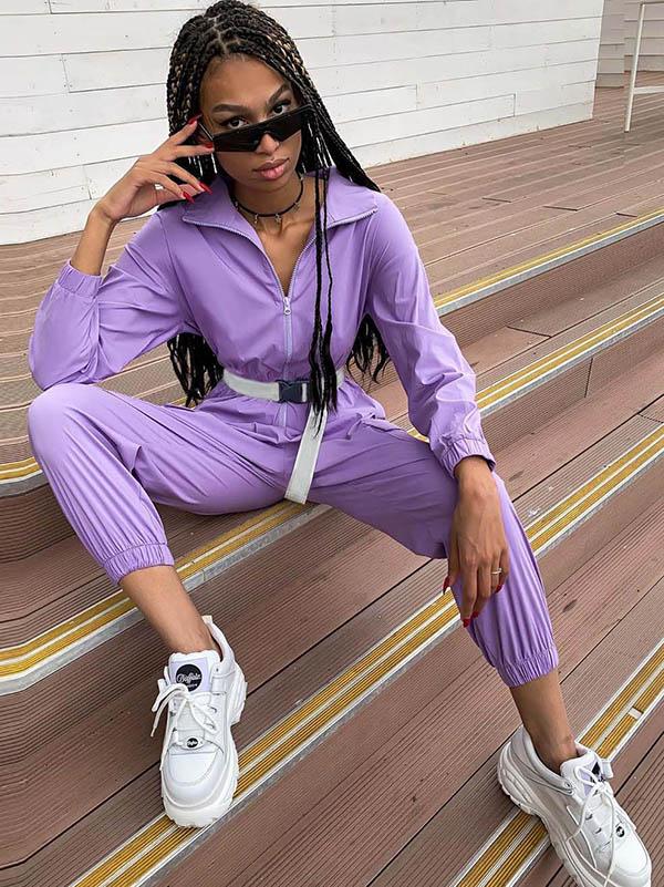 Zipper Belted Overall Jumpsuits