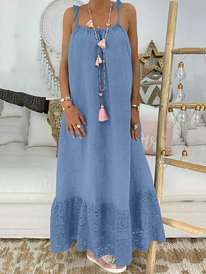 Solid Split-joint Maxi Dress