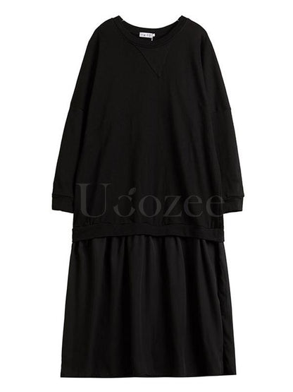 Loose Chiffon Split-joint Solid Midi Dress