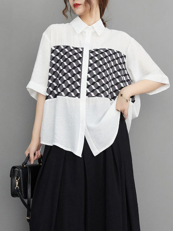 Original Contrast Color Printed Blouse