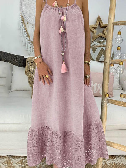 Solid Split-joint Maxi Dress