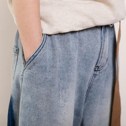 Contrast Color Frayed Casual Harem Pants