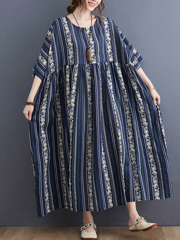 Original Floral Split-Joint Short Sleeve Maxi Dress