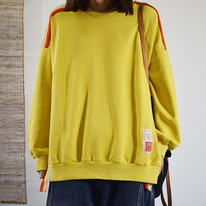 Buykud Colored Stripes Patchwork Long Sleeve Blouse