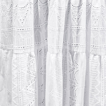 Bohemia Hollow Split-Joint V-Neck Puff Sleeves Maxi Dress