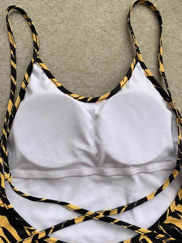 Tiger-Print Bandage One-Piece Swimwear