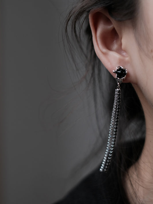 Rhinestone Contrast Color Tasseled Long Earrings Accessories