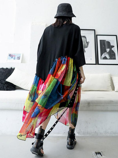 Summer Chiffon  Oversize Printed Split-joint Dress