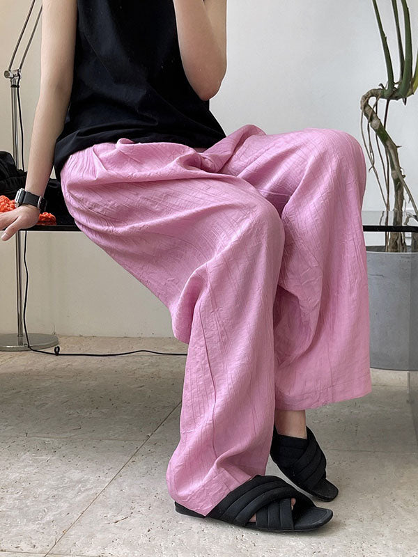 Simple Solid Color High Waisted Wide Leg Pants