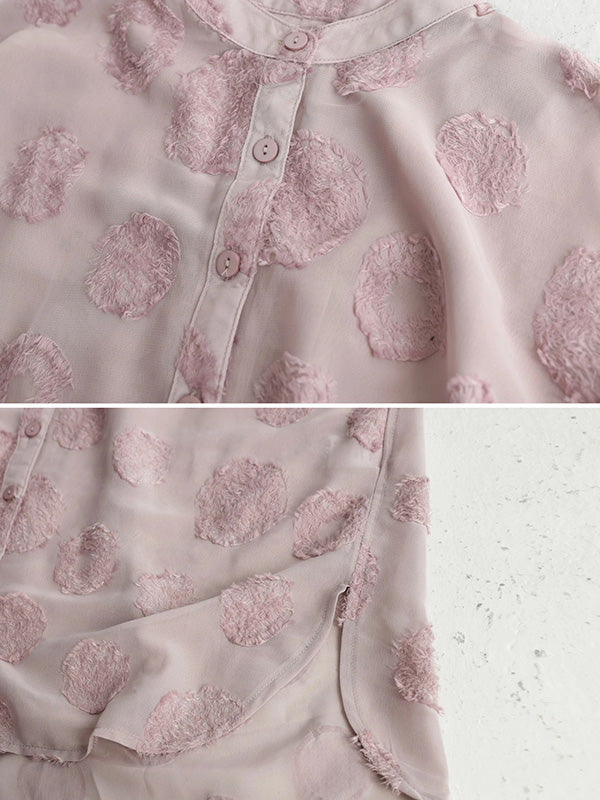 Stylish Buttoned Stand Collar Long Sleeves Blouse Tops