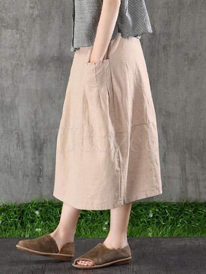 Casual Cotton Pocket Skirt