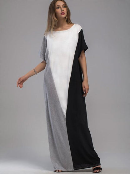 Loose Color-block Split-joint Long Dress