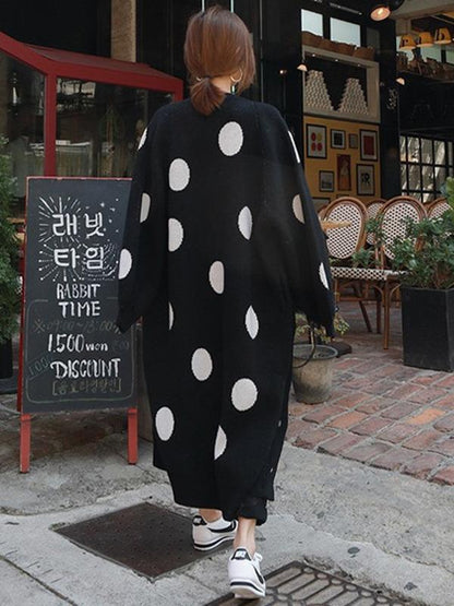 LOOSE POLKA-DOT PRINTED LONG COVER-UP