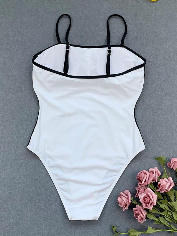 Strapless Solid Color One-Piece Swimwear