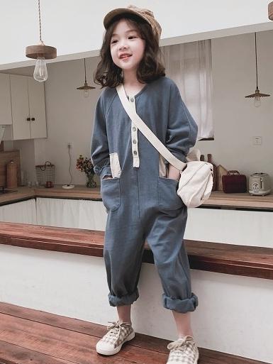 Loose Fashion Split-joint Kids Jumpsuits