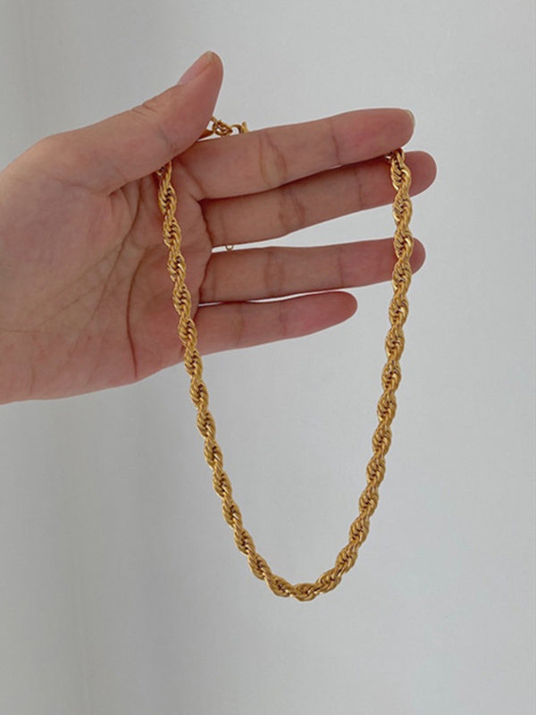 Simple Cool Alloy Twist-Link Chain Necklace