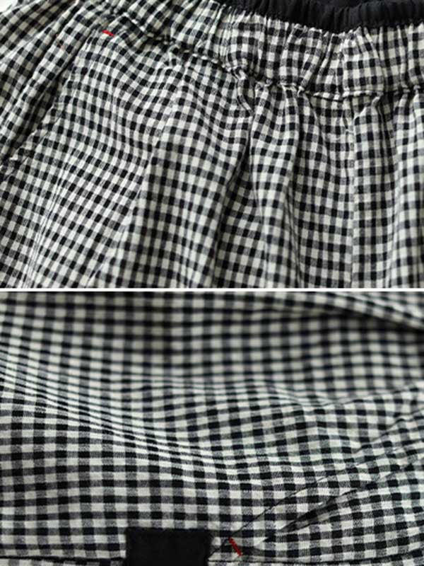 Casual Plaid Cotton Blend Capri-Pants