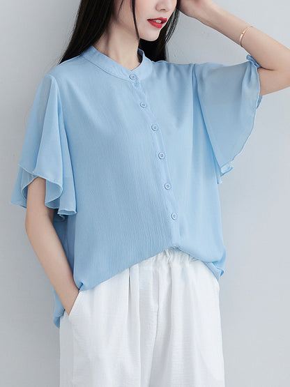 Original 14 Colors Falbala Lapel Blouse Tops