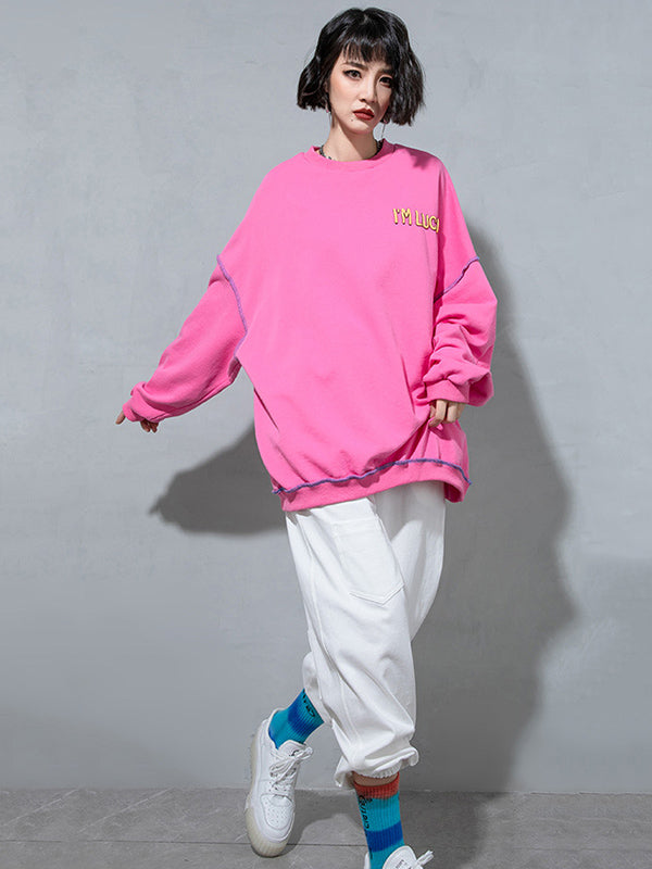 Casual Contrast Color Printed Long Sleeves Sweatshirt Top