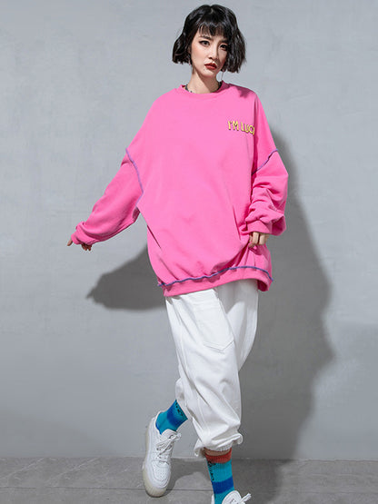 Casual Contrast Color Printed Long Sleeves Sweatshirt Top